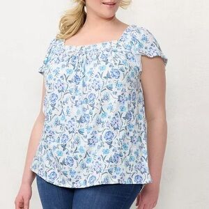 NWT LC Lauren Conrad Floral Off the Shoulder Short Sleeve Top